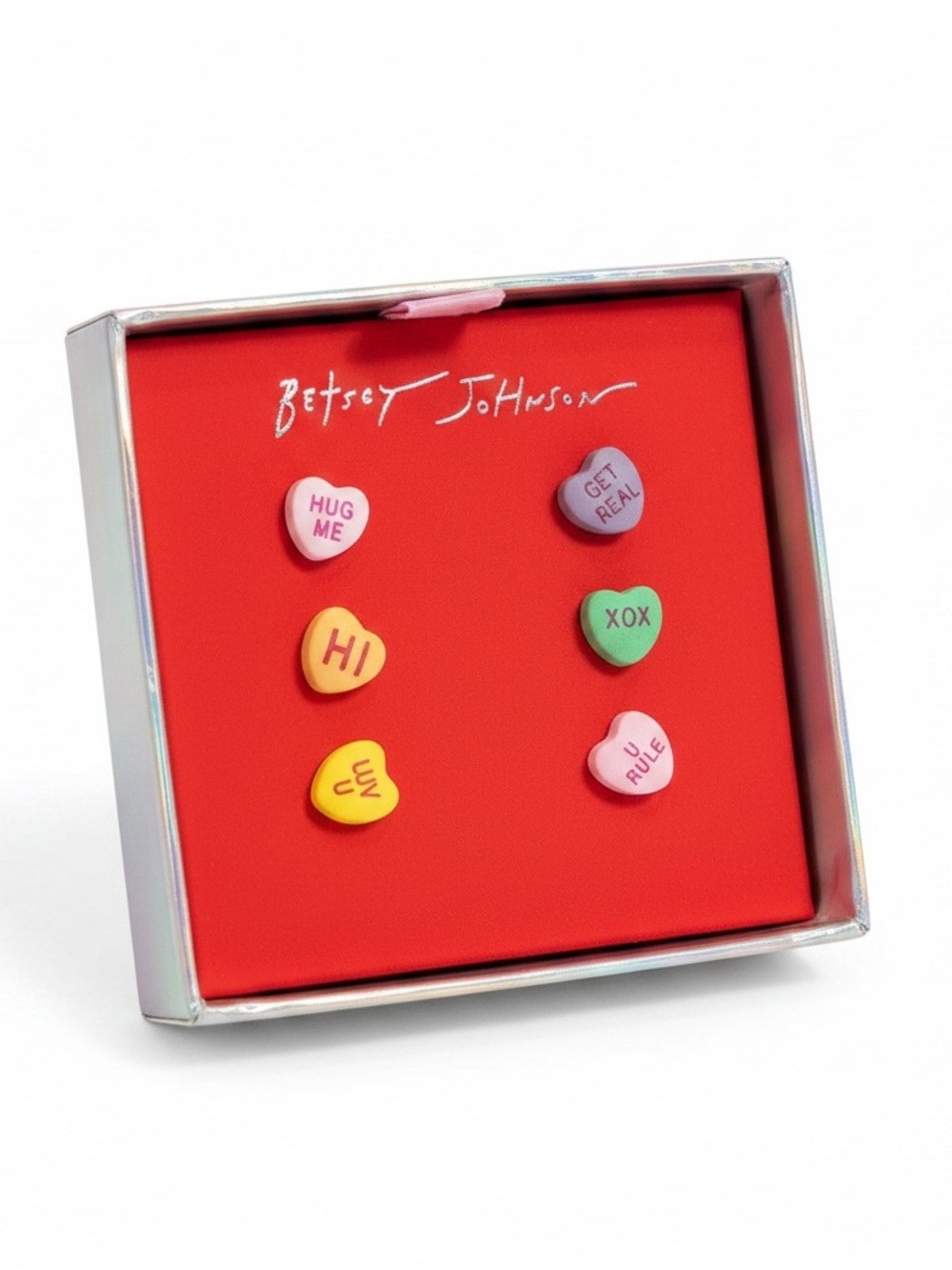 Betsey Johnson Multicolor Conversation Heart Stud Earring Set ((NWT))